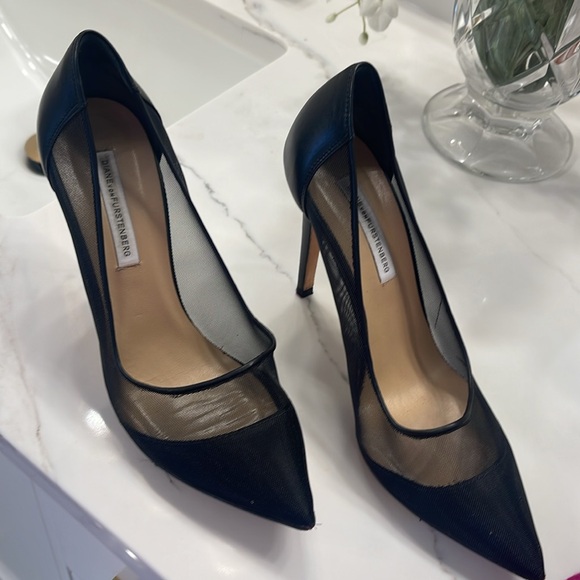 Beautiful DVF black mesh heels — always gorgeous. - Picture 2 of 6